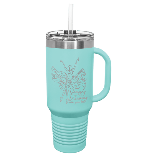 Polar Camel 40 oz. Teal Travel Mug with Handle, Straw Included