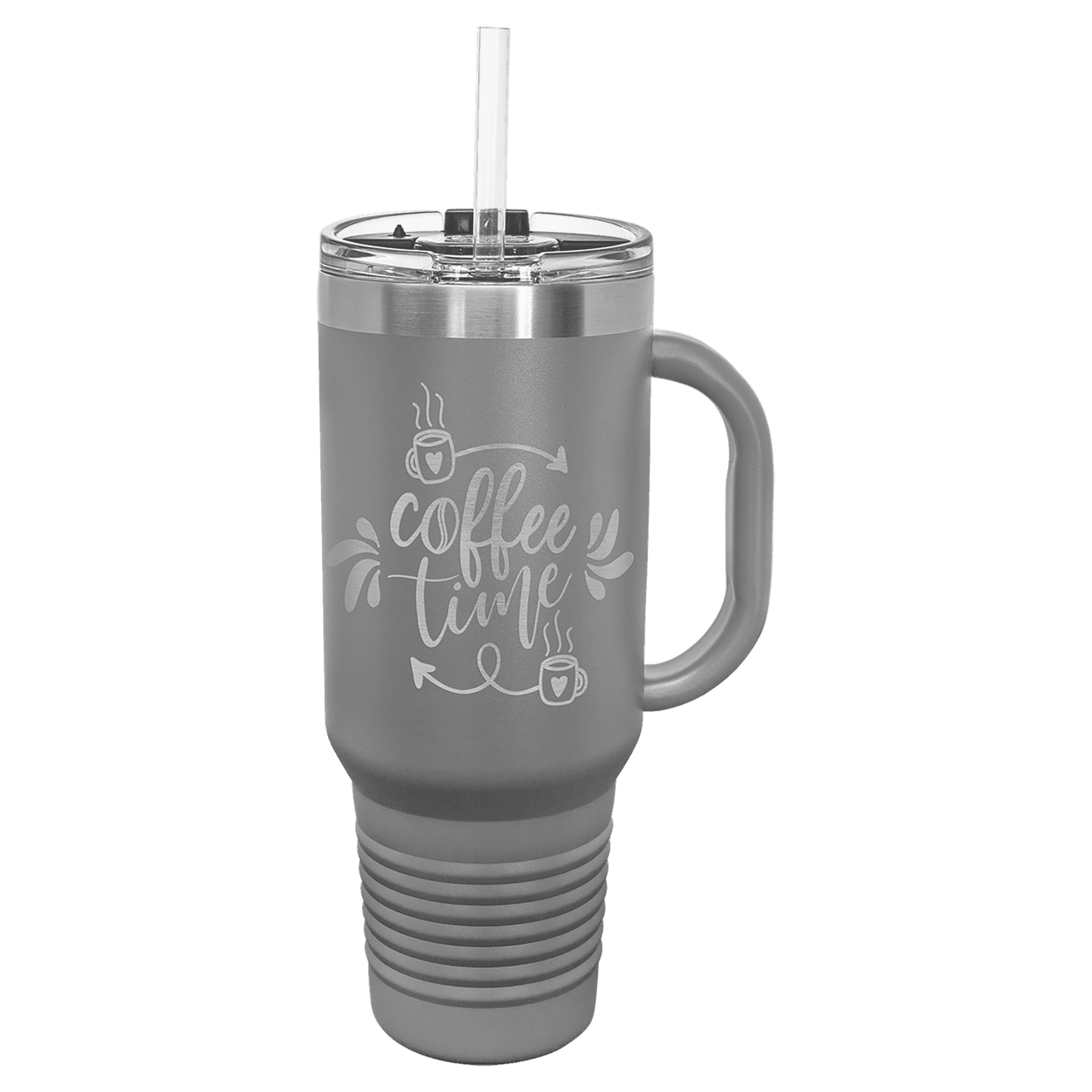 Polar Camel 40 oz. Dark Gray Travel Mug with Handle, Straw Included