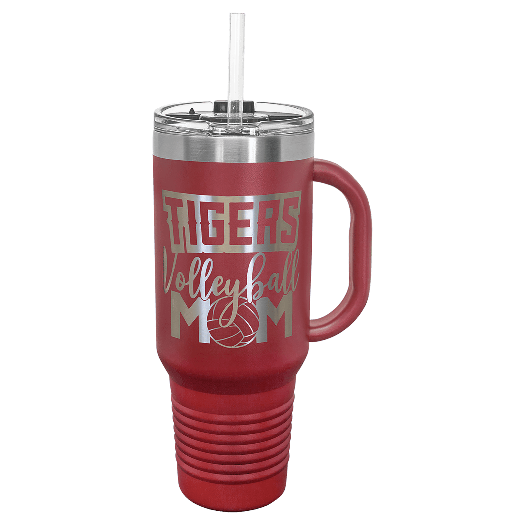 Polar Camel 40 oz. Maroon Travel Mug with Handle, Straw Included