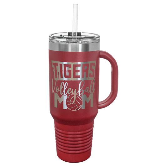 Polar Camel 40 oz. Maroon Travel Mug with Handle, Straw Included