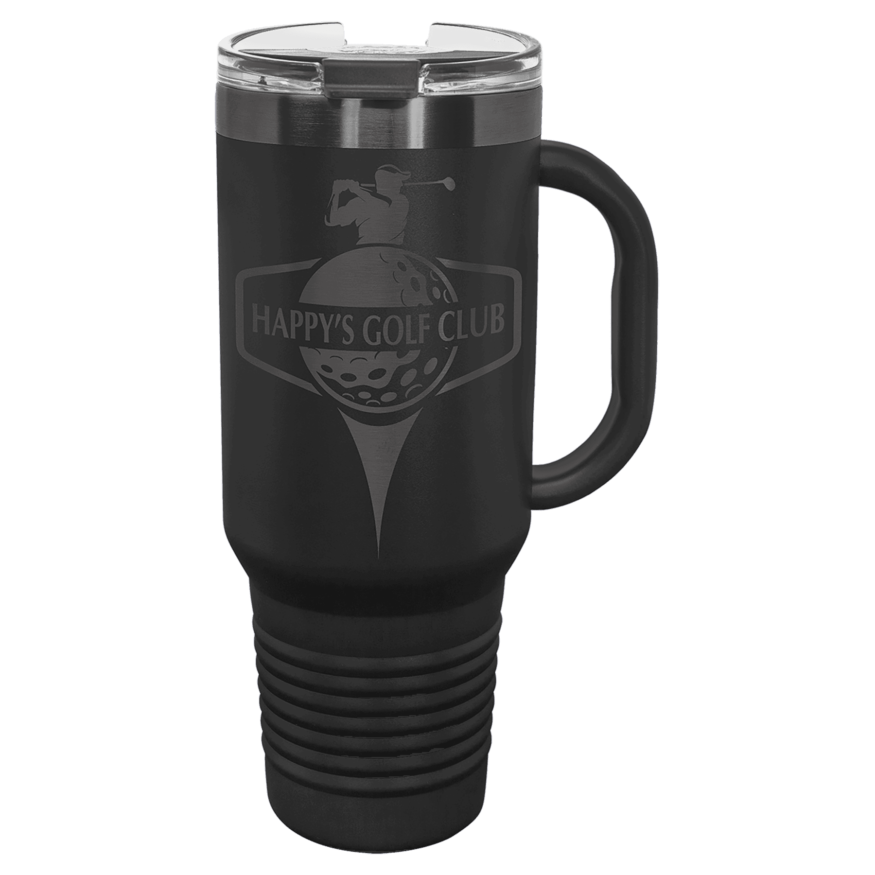 Polar Camel 40 oz. Black/Ghost Black ION-Plated Travel Mug with Handle, Straw Included