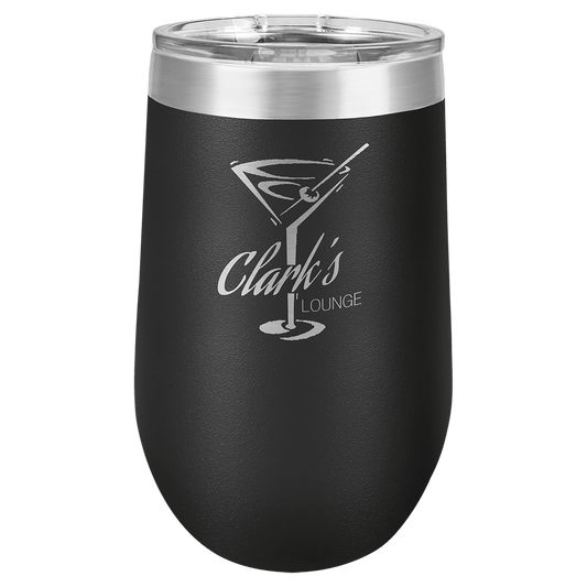 Polar Camel 16 oz. Black Vacuum Insulated Stemless Tumbler with Lid