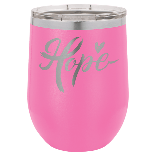 Polar Camel 12 oz. Pink Vacuum Insulated Stemless Wine Tumbler with Lid