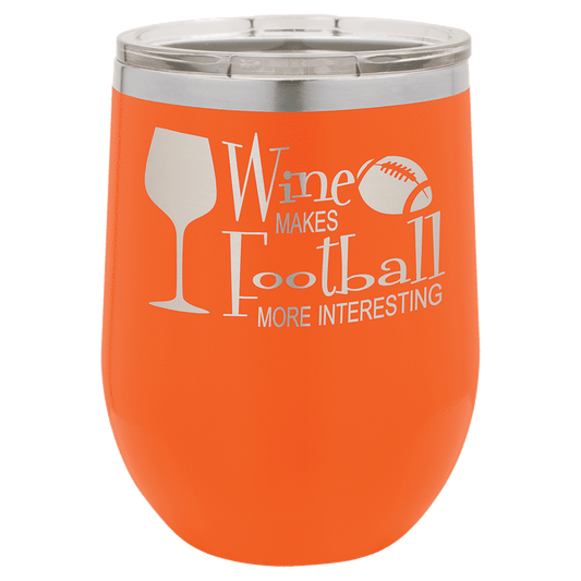 Polar Camel 12 oz. Orange Vacuum Insulated Stemless Wine Tumbler with Lid