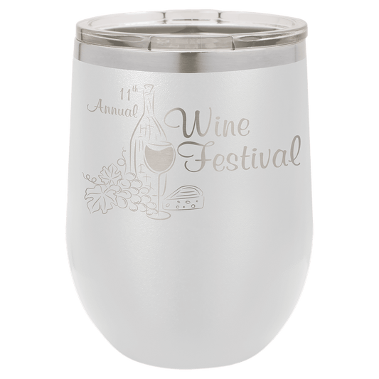 Polar Camel 12 oz. White Vacuum Insulated Stemless Wine Tumbler with Lid