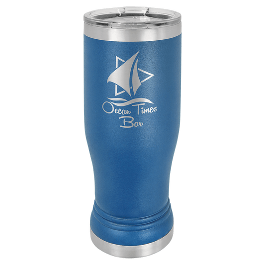 Royal Blue 14 oz. Polar Camel Pilsner with Clear Lid