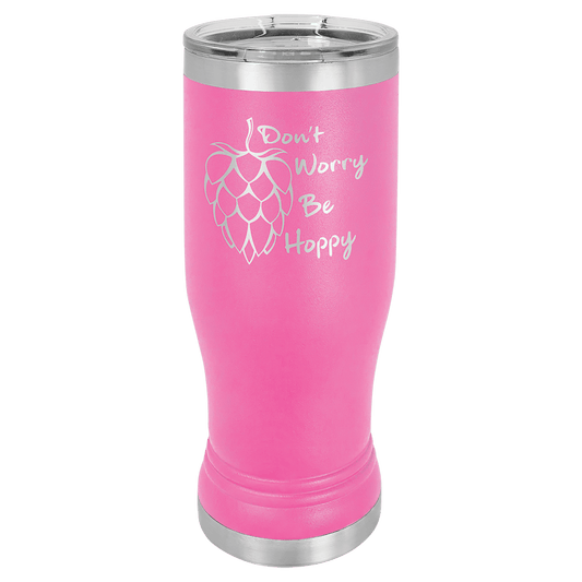 Pink 14 oz. Polar Camel Pilsner with Clear Lid