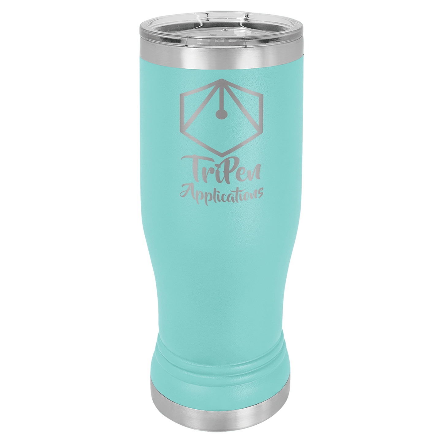 Teal 14 oz. Polar Camel Pilsner with Clear Lid