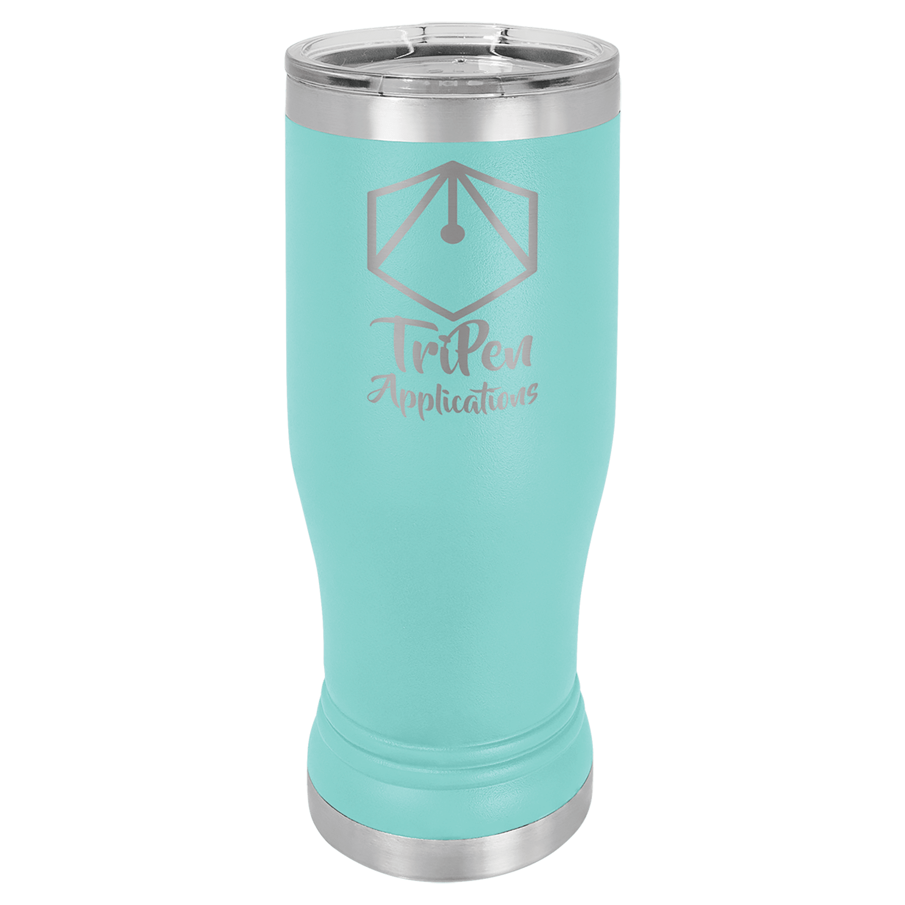 Teal 14 oz. Polar Camel Pilsner with Clear Lid