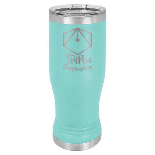 Teal 14 oz. Polar Camel Pilsner with Clear Lid