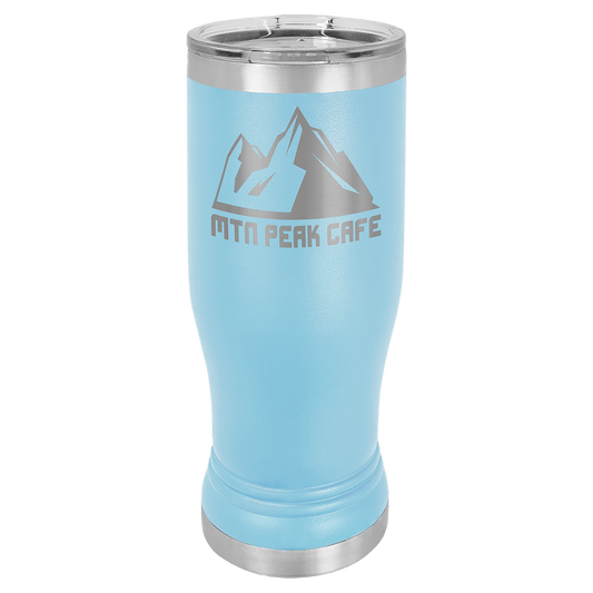 Light Blue 14oz. Polar Camel Pilsner with Clear Lid