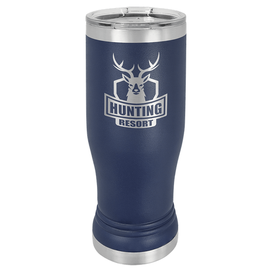 Polar Camel Navy Blue 14 oz. Pilsner with Clear Lid