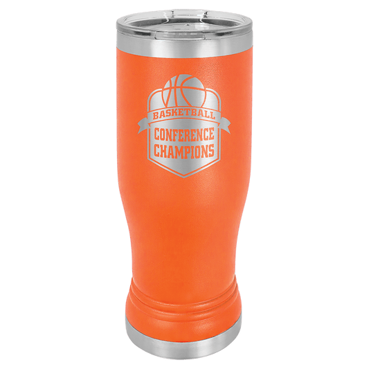 Orange 14 oz. Polar Camel Pilsner with Clear Lid