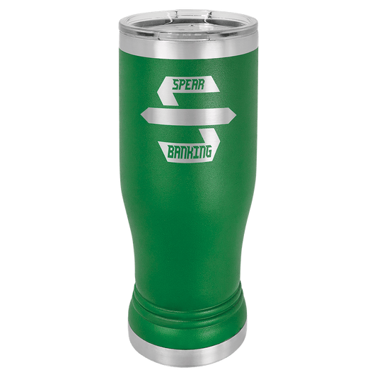 Green 14 oz. Polar Camel Pilsner with Clear Lid