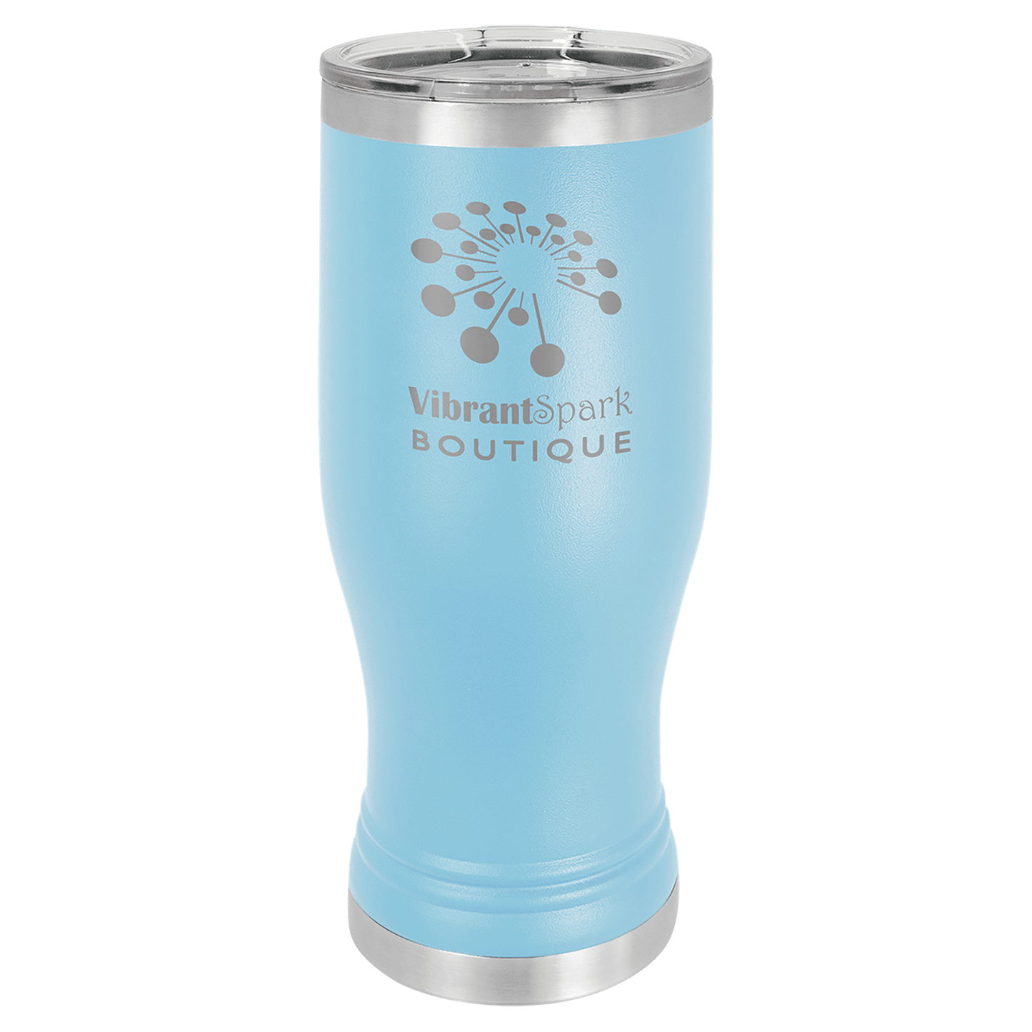 Polar Camel Light Blue 20 oz. Pilsner with Clear Lid