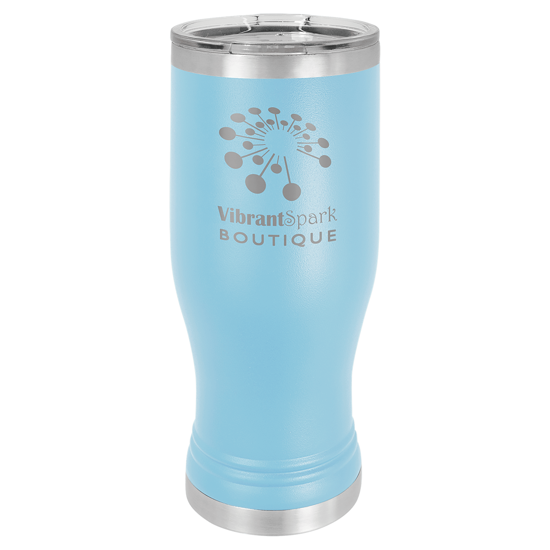 Polar Camel Light Blue 20 oz. Pilsner with Clear Lid