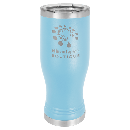 Polar Camel Light Blue 20 oz. Pilsner with Clear Lid