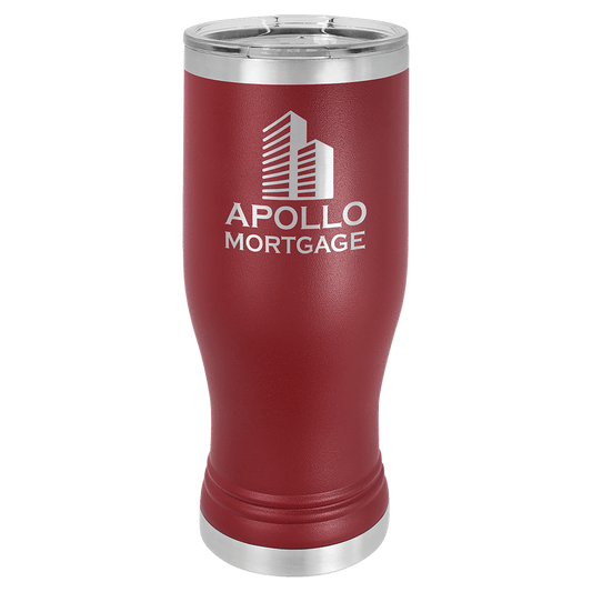 Polar Camel Maroon 20 oz. Pilsner with Clear Lid