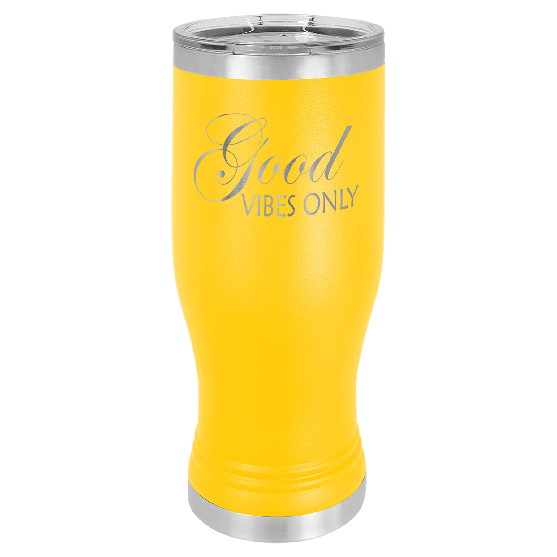 Polar Camel Yellow 20 oz. Pilsner with Clear Lid