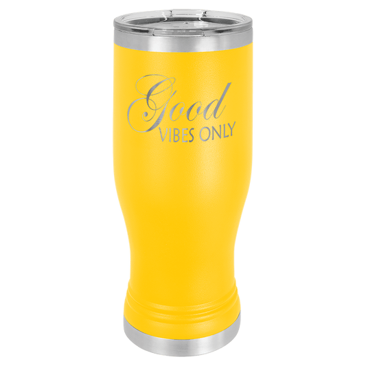 Polar Camel Yellow 20 oz. Pilsner with Clear Lid