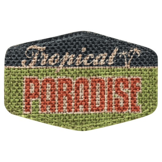 3" x 2" Burlap Hex Sublimatable Patch with Adhesive