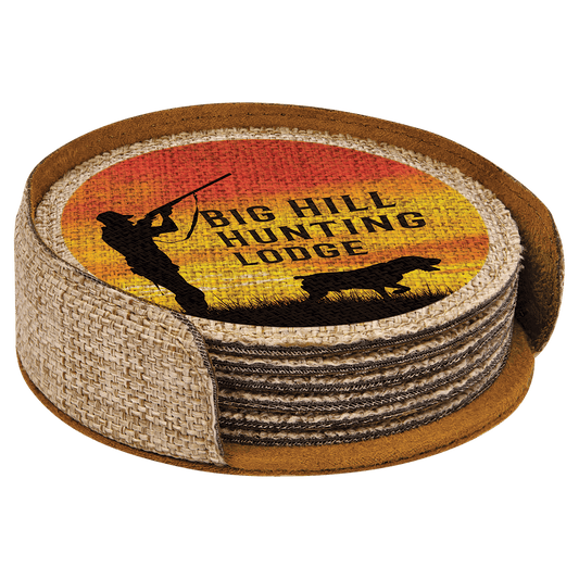 4" Sublimatable Burlap Round 6-Coaster Set