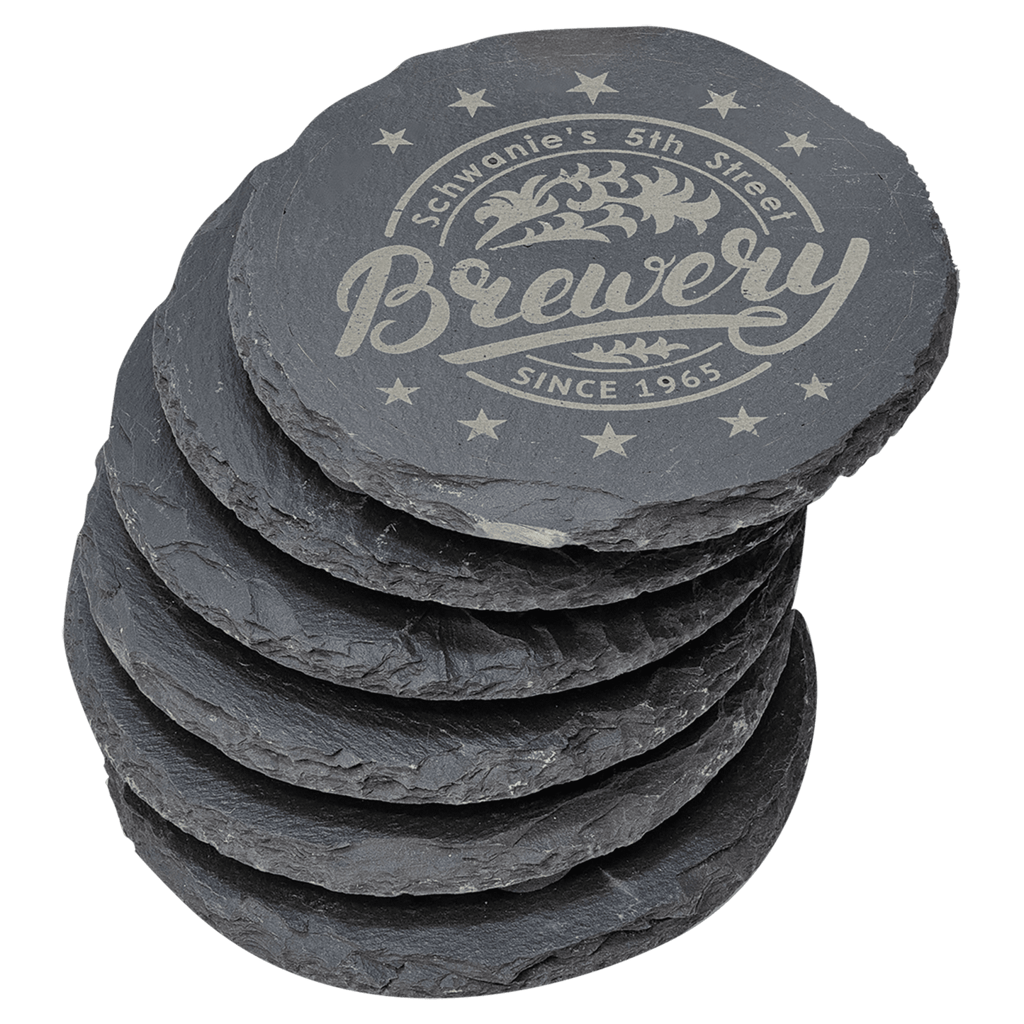 4" Round Slate Coaster Set-6 Piece