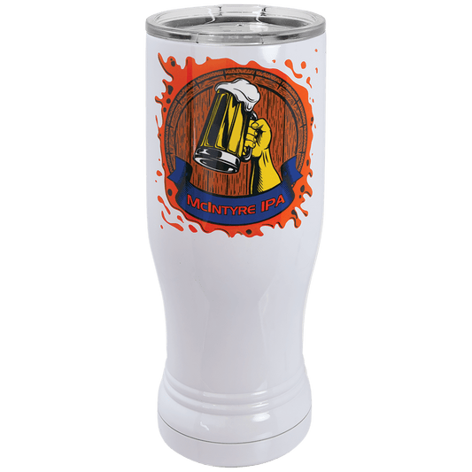 White Sublimatable 14 oz. Polar Camel Pilsner with Clear Lid