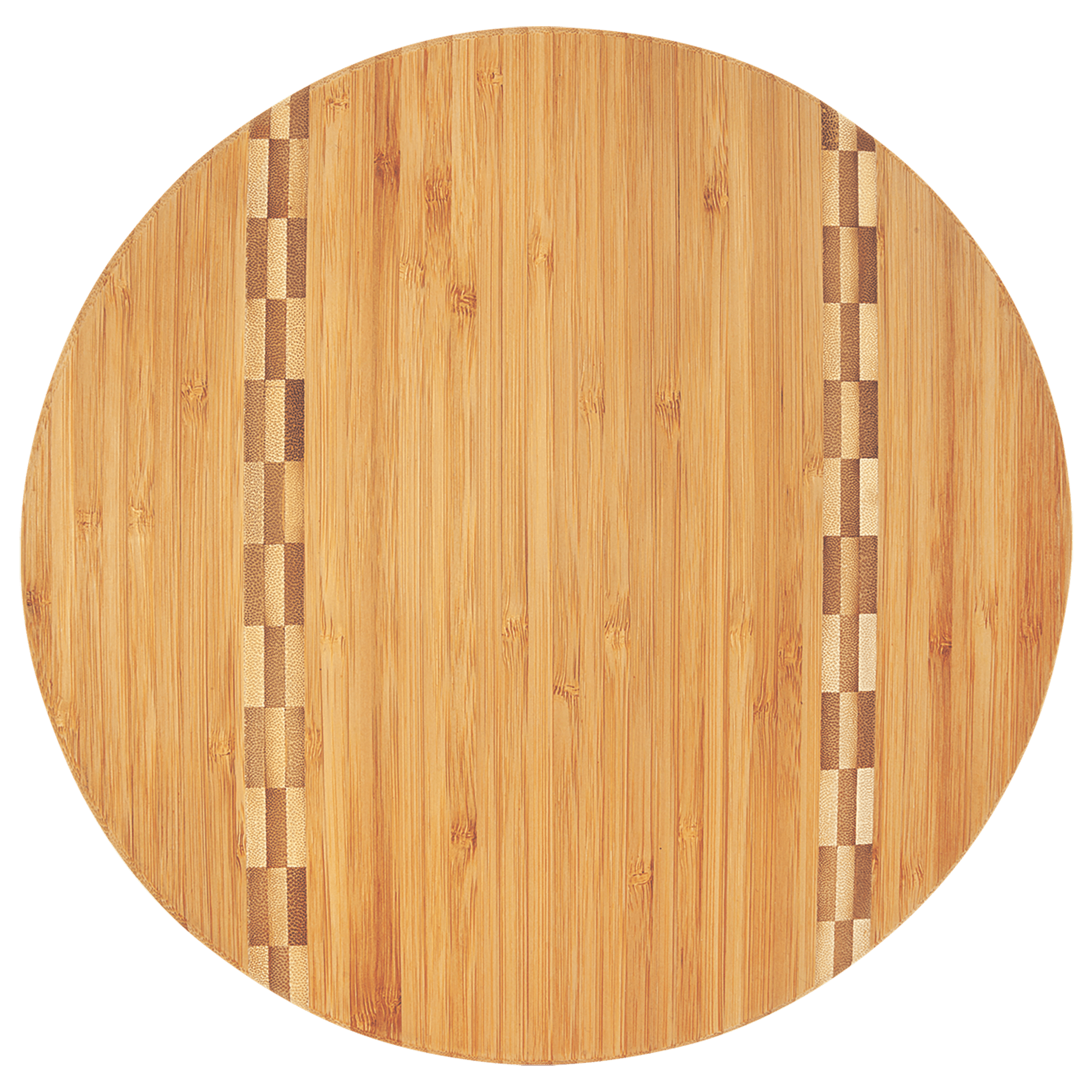 Laser Caviar 11 3/4" Round Bamboo Cutting Board with Butcher Block Inlay