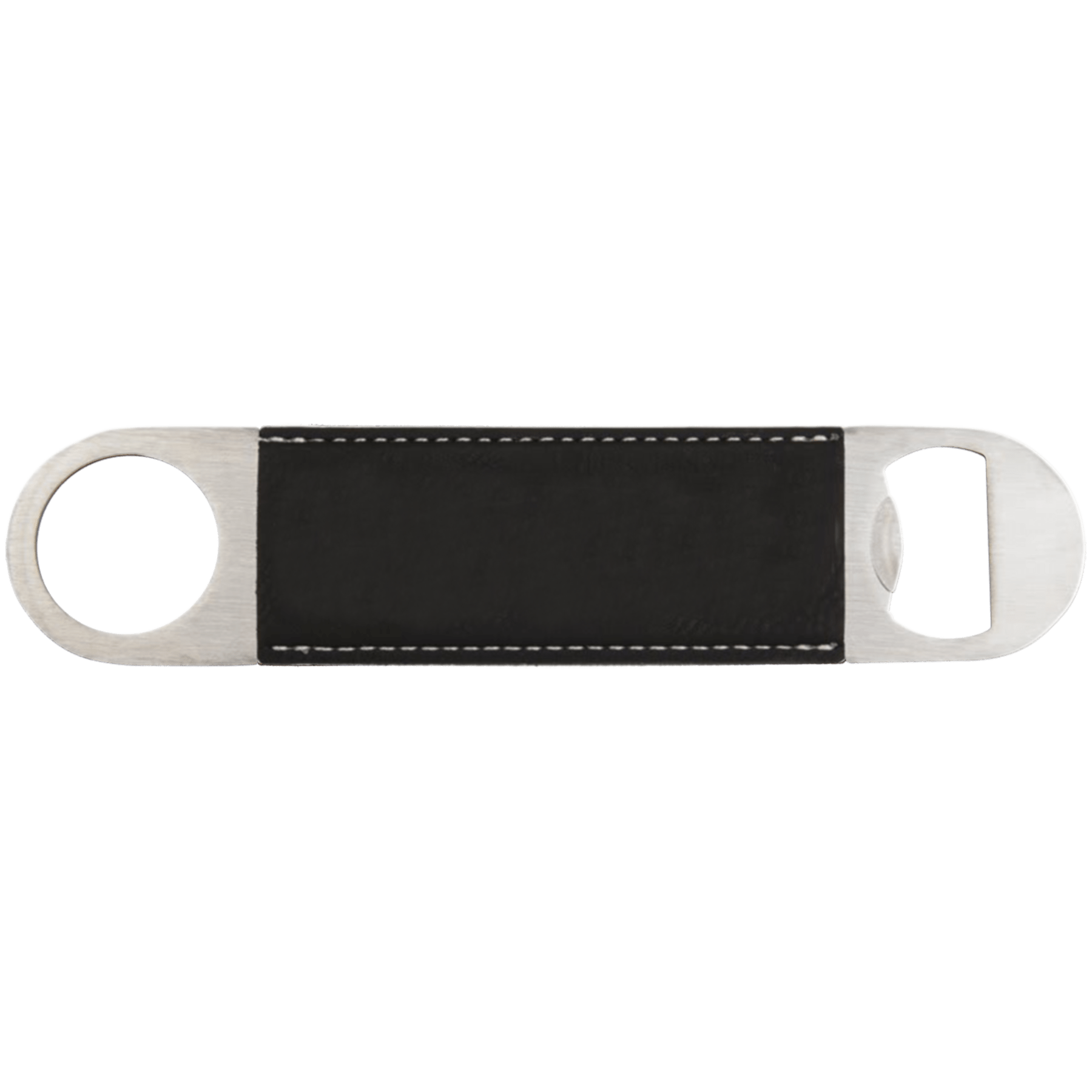 Laser Caviar 1 1/2" x 7" Black/Gold Laserable Leatherette Bottle Opener