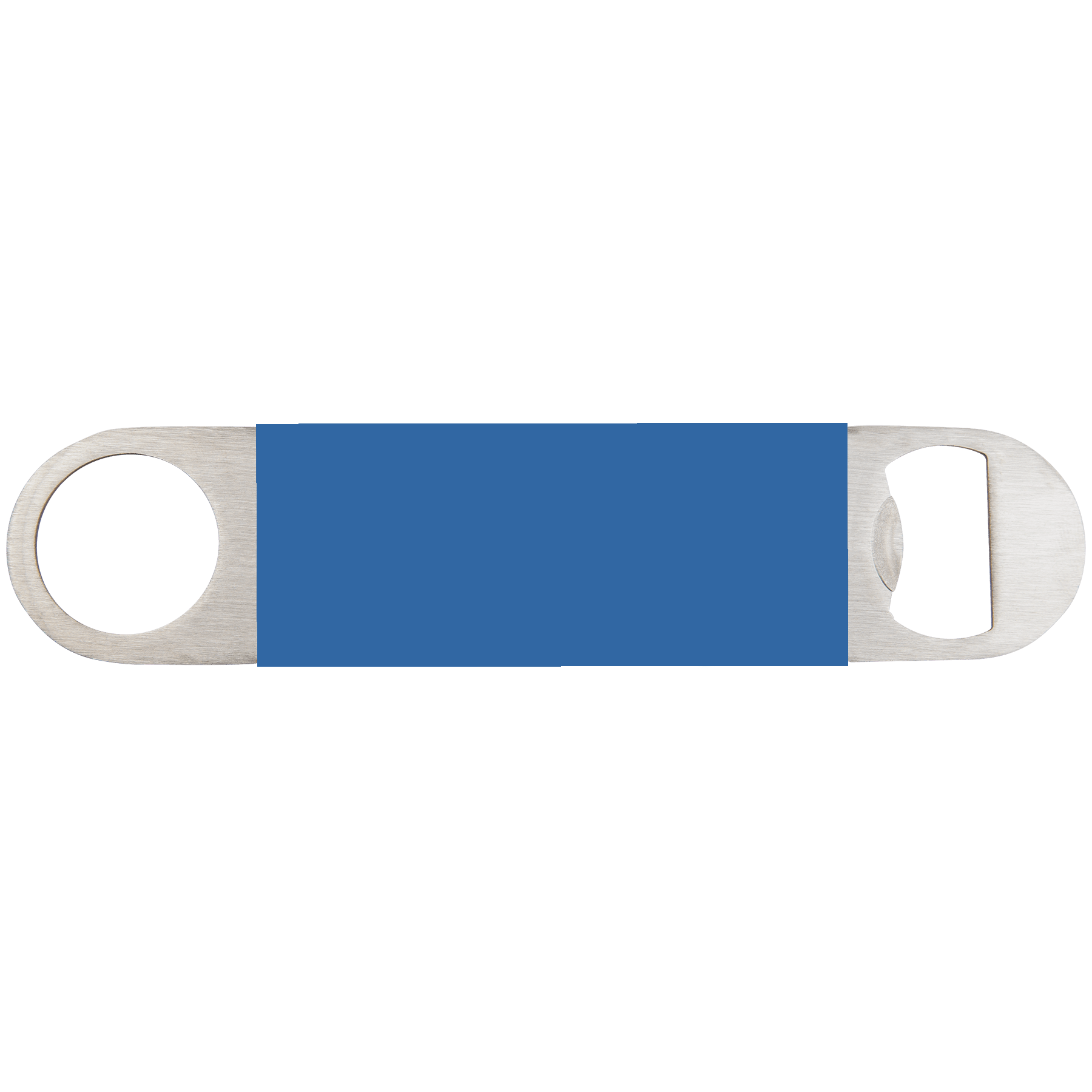 Laser Caviar 1 1/2" x 7" Blue/White Bottle Opener with Silicone Grip