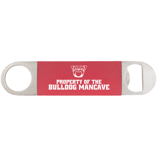 Laser Caviar 1 1/2" x 7" Red/White Bottle Opener with Silicone Grip