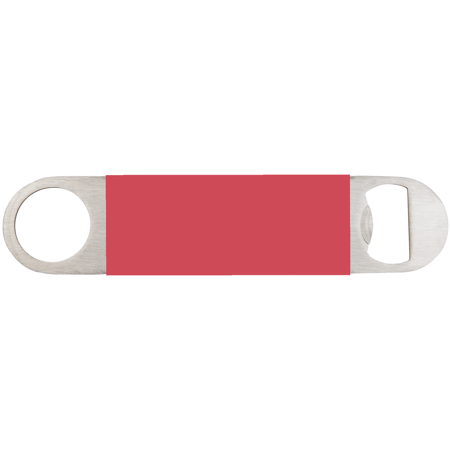 Laser Caviar 1 1/2" x 7" Red/White Bottle Opener with Silicone Grip