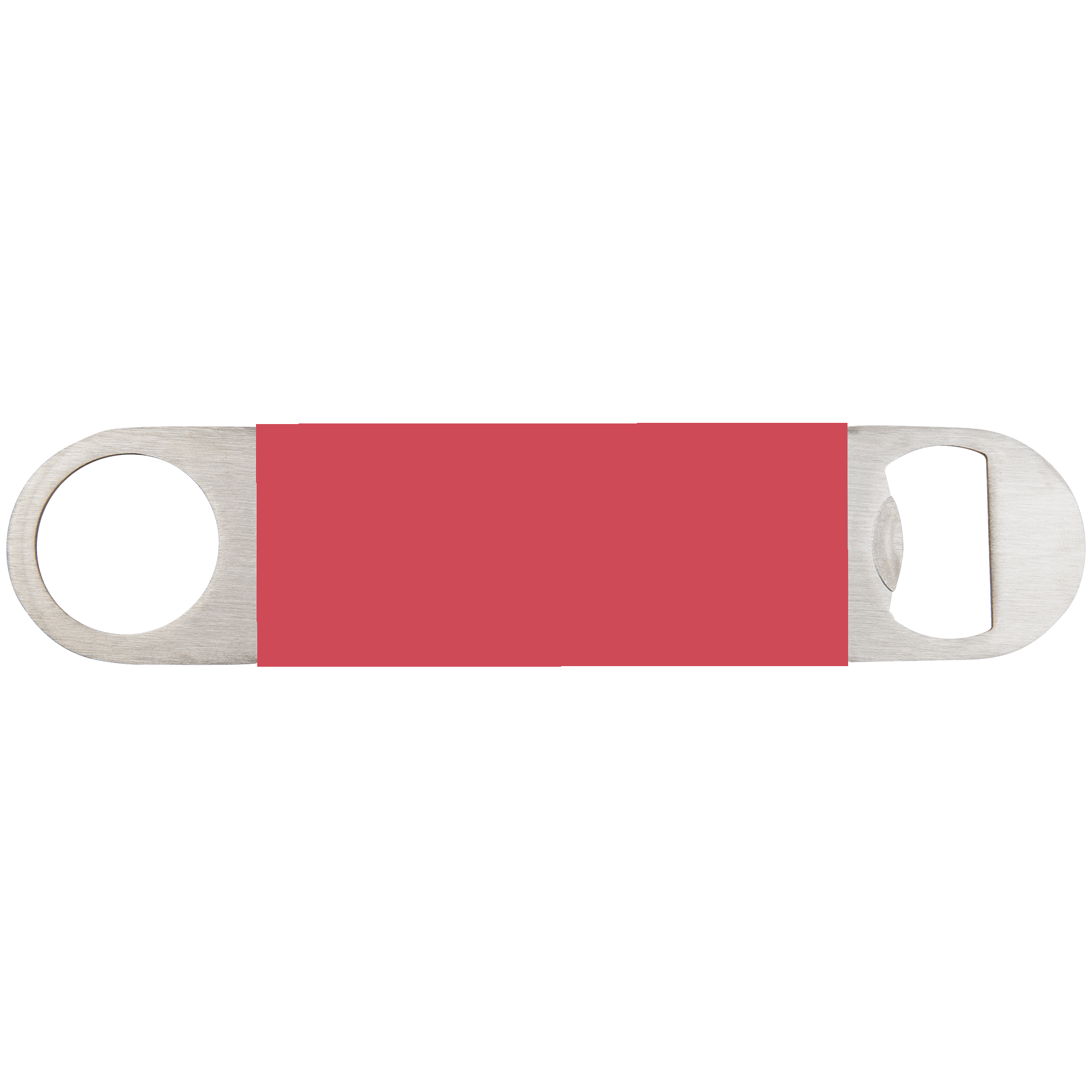 Laser Caviar 1 1/2" x 7" Red/White Bottle Opener with Silicone Grip