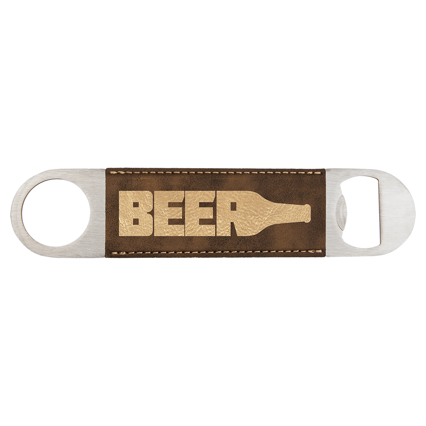 Laser Caviar 1 1/2" x 7" Rustic/Gold Laserable Leatherette Bottle Opener