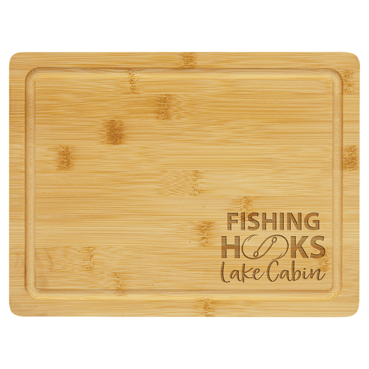 Laser Caviar 11 1/2" x 8 3/4" Bamboo Cutting Board with Drip Ring