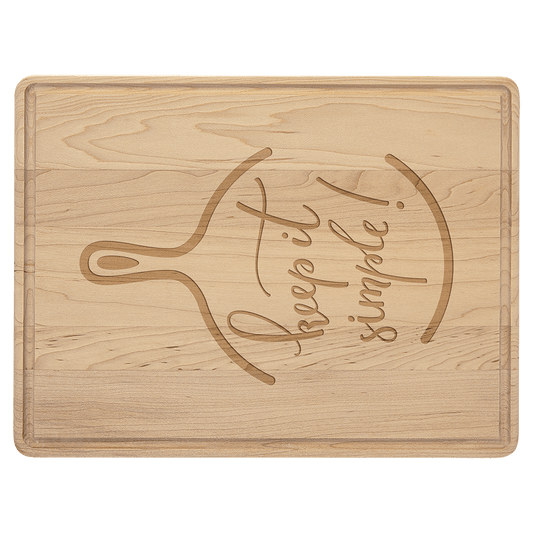 Laser Caviar 11 1/2" x 8 3/4" Maple Cutting Board with Drip Ring