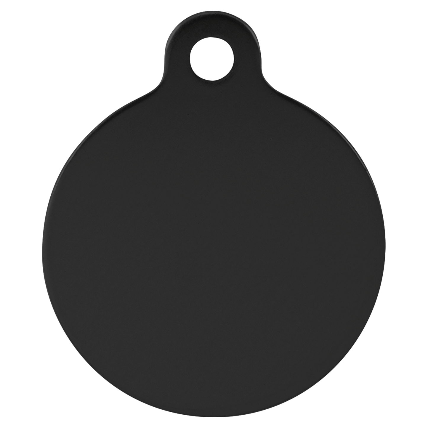 Laser Caviar 1 1/4" Black Laserable Anodized Aluminum Round Pet Tag with Tab