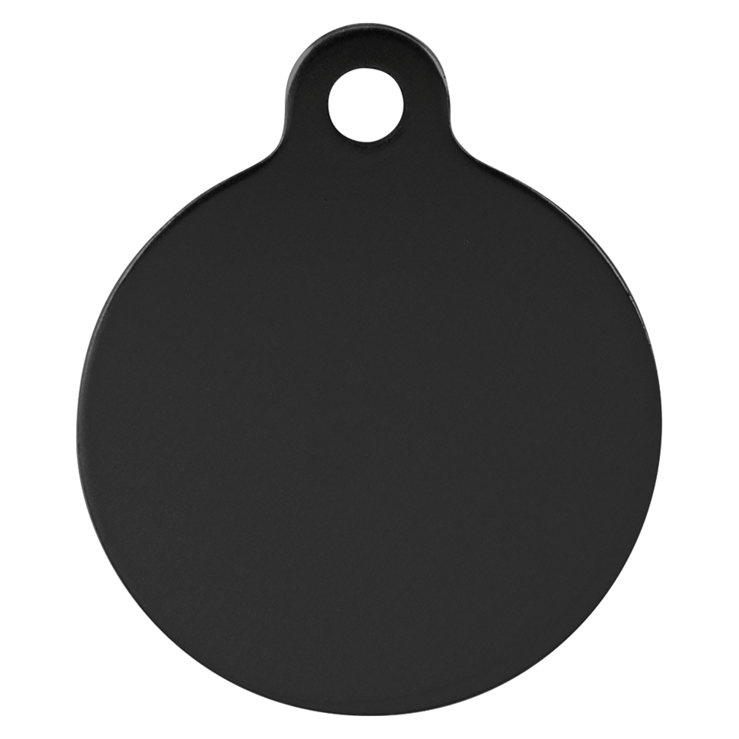 Laser Caviar 1 1/4" Black Laserable Anodized Aluminum Round Pet Tag with Tab