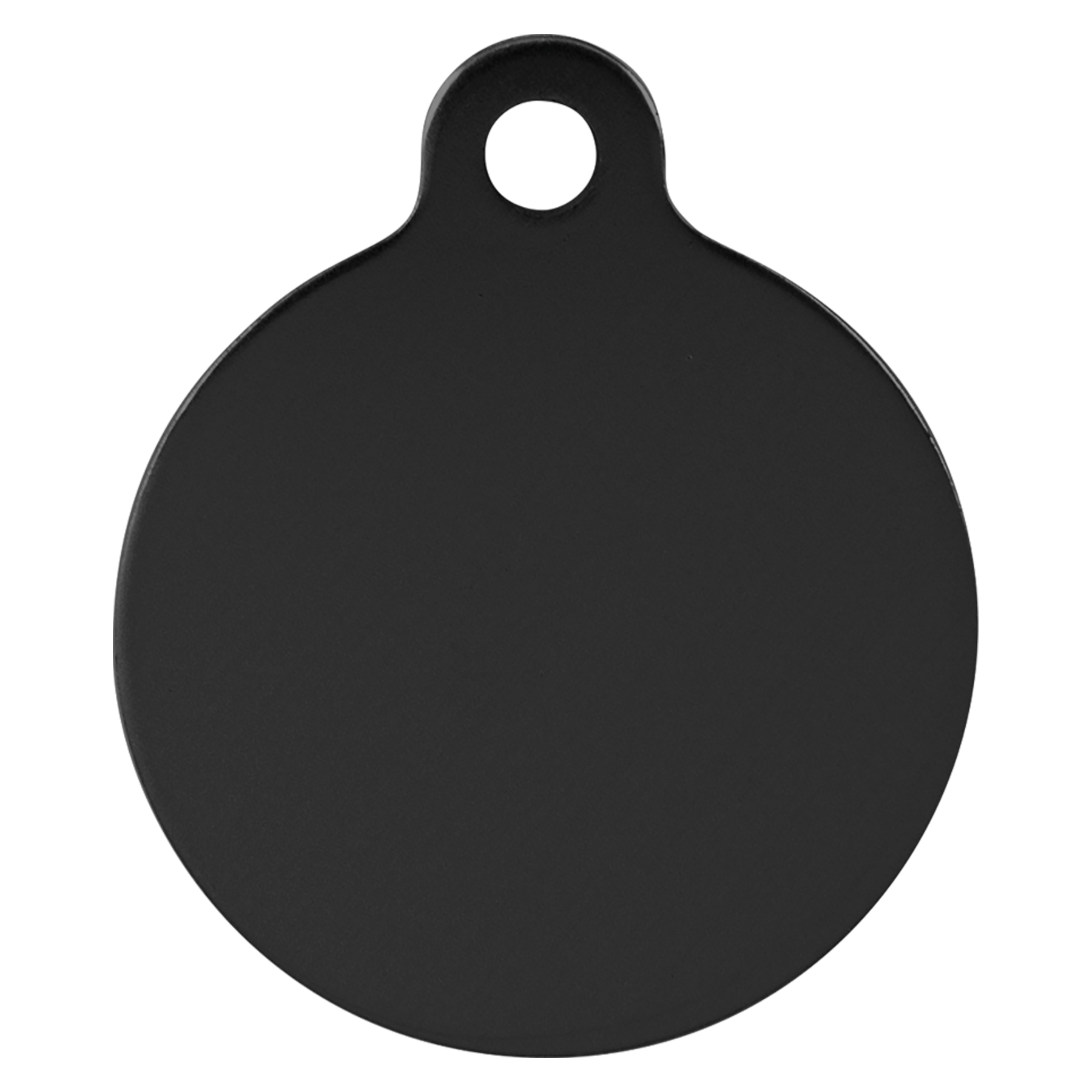 Laser Caviar 1 1/4" Black Laserable Anodized Aluminum Round Pet Tag with Tab