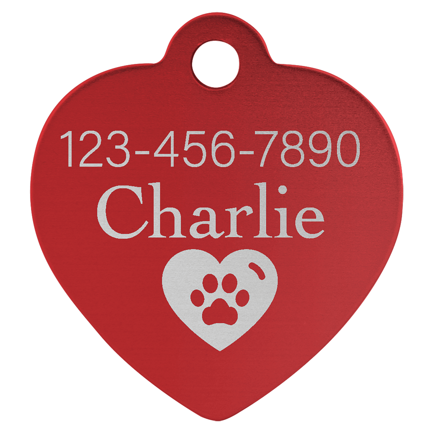 Laser Caviar 1 1/4" x 1 1/4" Red Laserable Anodized Aluminum Heart Pet Tag