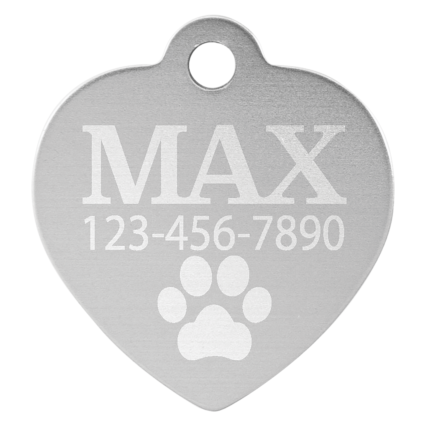 Laser Caviar 1" x 1" Silver Laserable Anodized Aluminum Heart Pet Tag