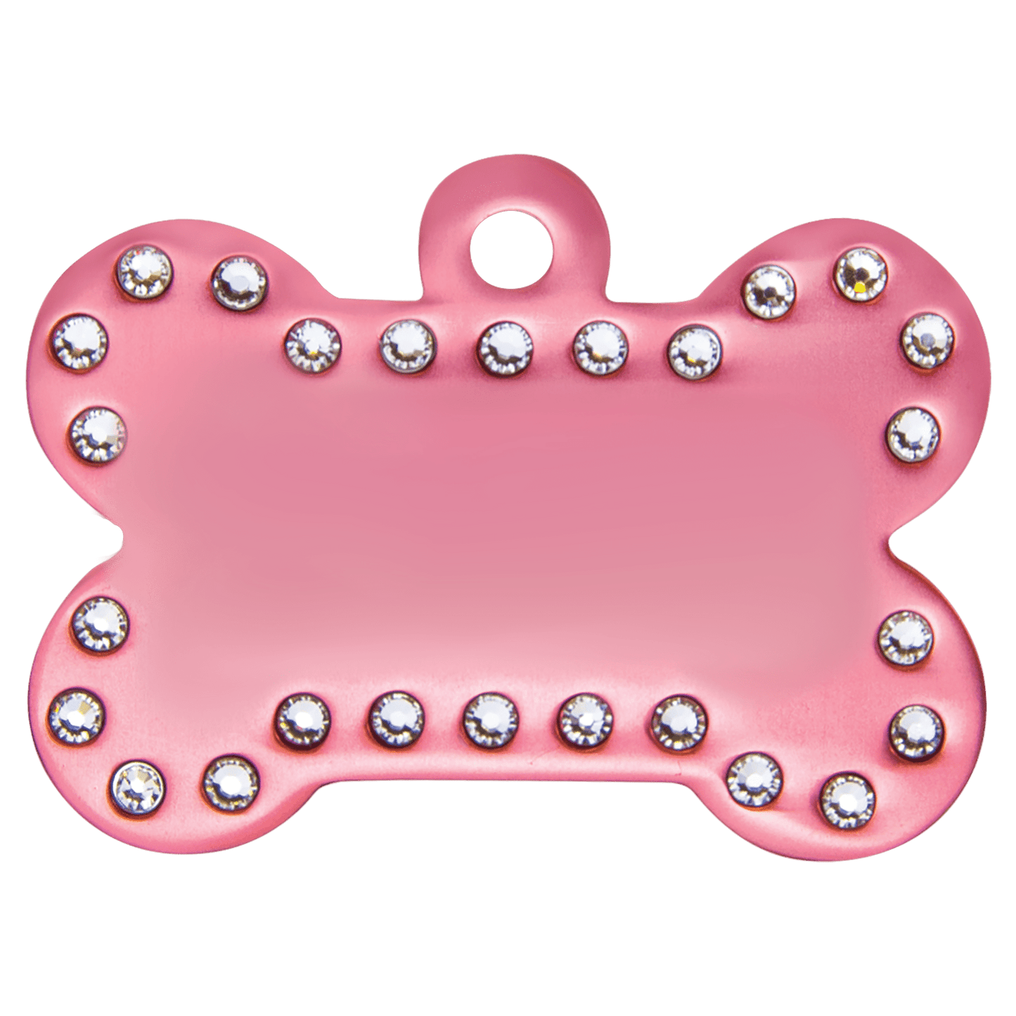 Laser Caviar 1 1/2" x 1" Pink Laserable Anodized Aluminum Swarovski Bling Bone with Tab