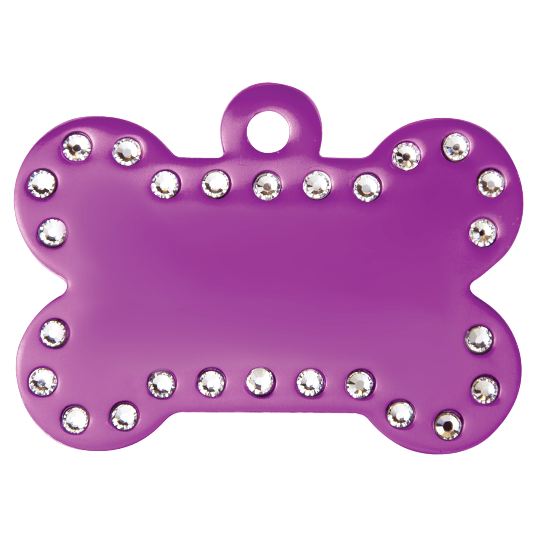 Laser Caviar 1 1/2" x 1" Purple Laserable Anodized Aluminum Swarovski Bling Bone with Tab